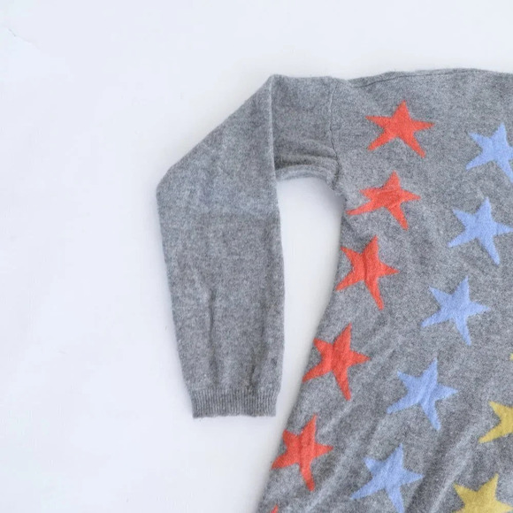 Bartolini Grey with Stars  48% Wool, 7% Cashmere Crewneck Sweater Small - Picture 8 of 13